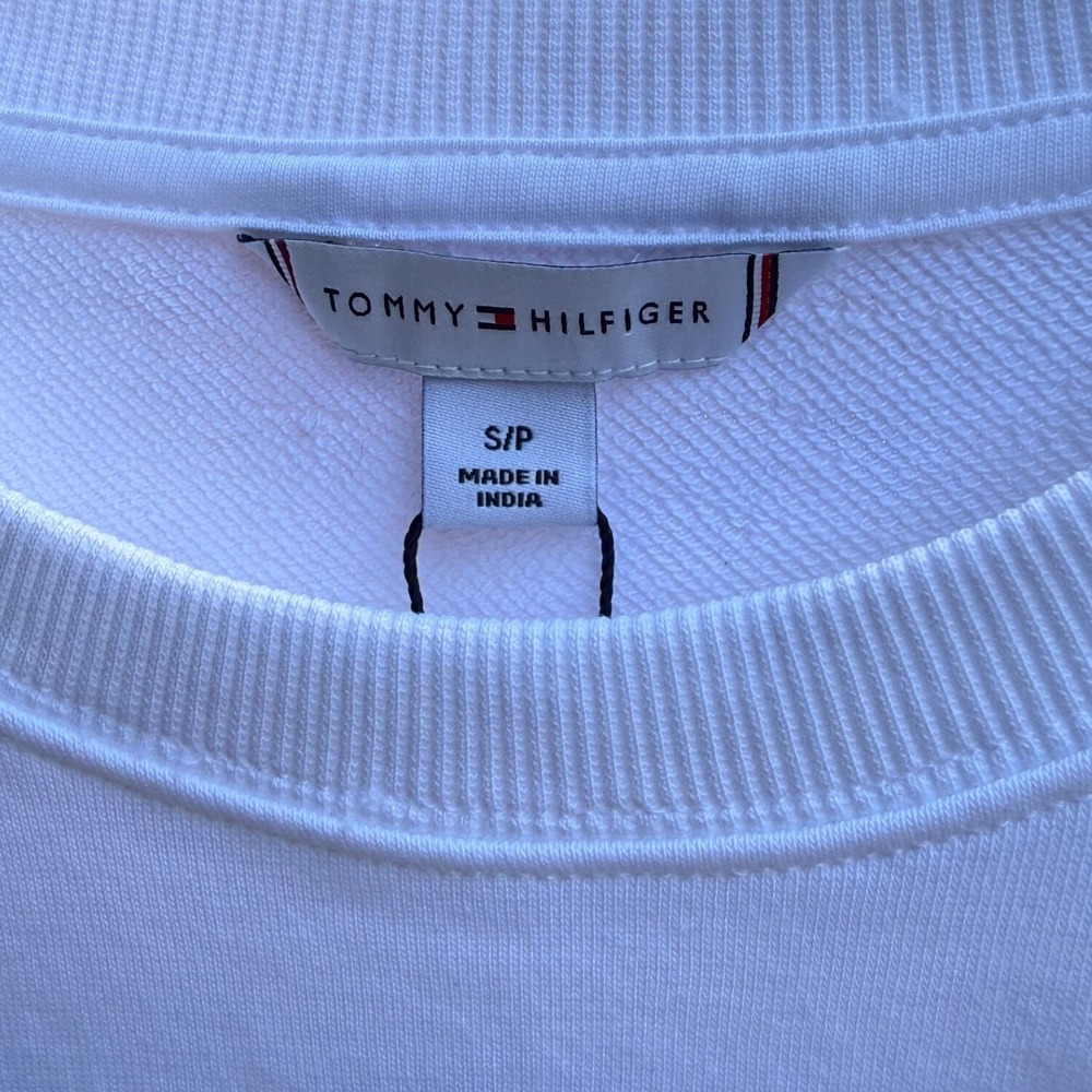 Tommy Hilfiger Womens White Floral Embroidered Sweatshirt Crewneck Size S - Picture 3 of 8